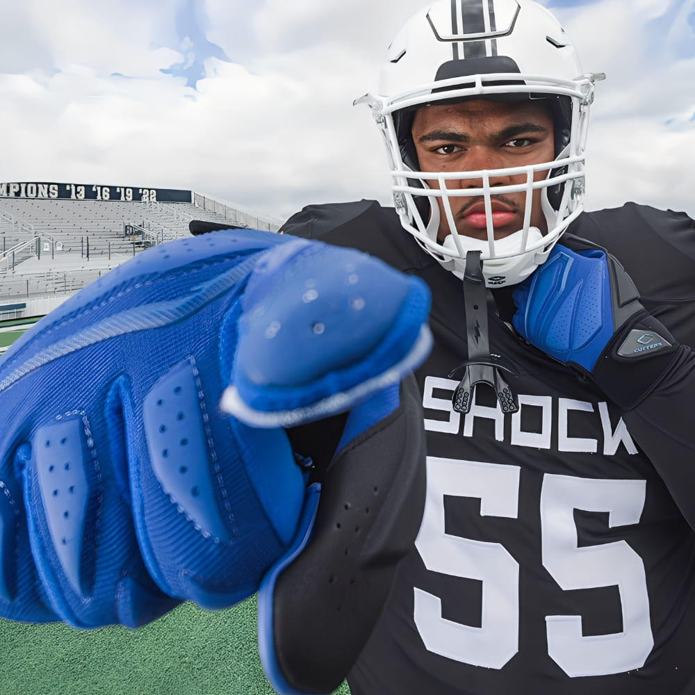 Playmaker Base: American Football Handschuhe Cutters Sports Force 6.0 Lineman Blau Produktbild 1