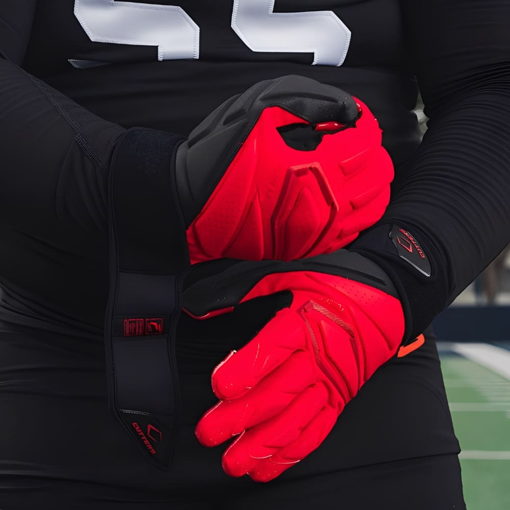 Playmaker Base: American Football Handschuhe Cutters Sports Force 6.0 Lineman Rot Produktbild 1