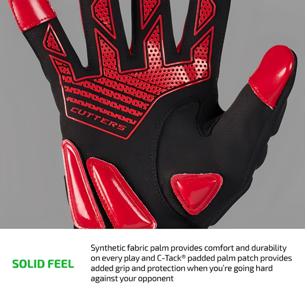 Playmaker Base: American Football Handschuhe Cutters Sports Force 6.0 Lineman Rot Produktbild 3