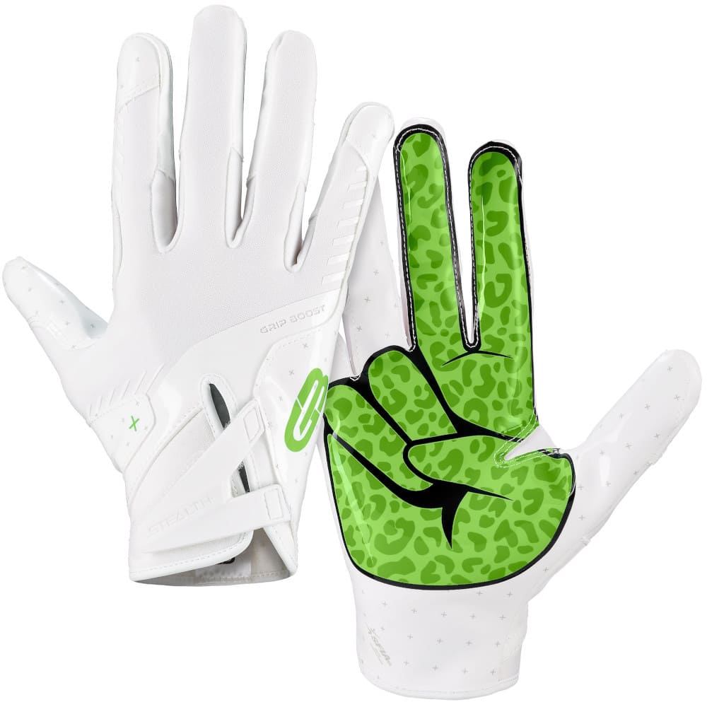 Playmaker Base: American Football Handschuhe Grip Boost Peace Stealth 6 Boost+ White / Lime Produktbild