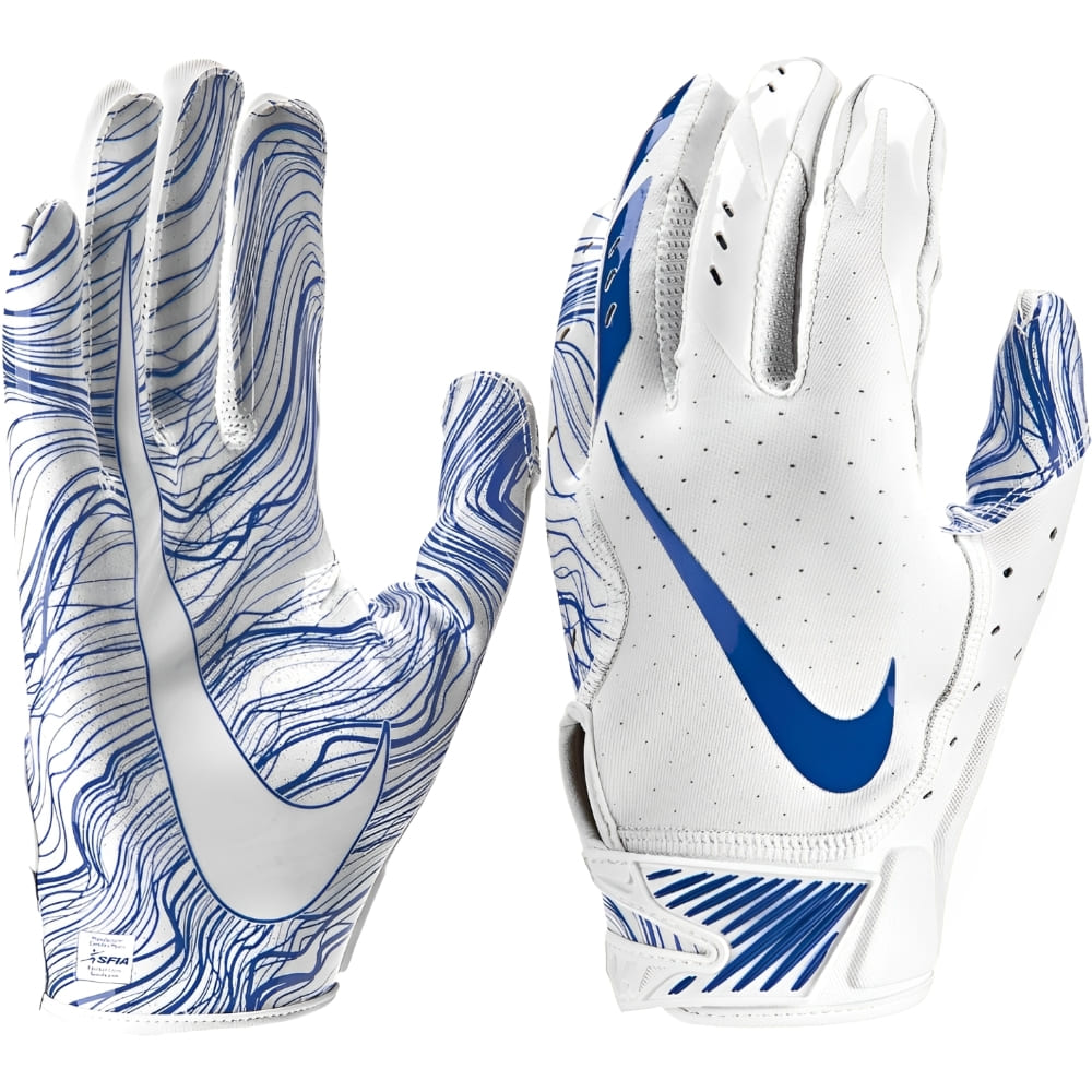 Playmaker Base: American Football Handschuhe Nike Vapor Jet 5.0 Blau-Weiß Produktbild