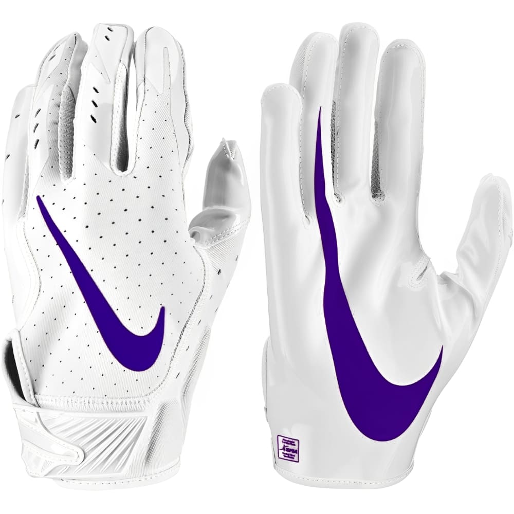 Playmaker Base: American Football Handschuhe Nike Vapor Jet 5.0 Weiß-Lila Produktbild