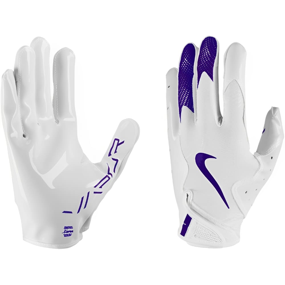 Playmaker Base: American Football Handschuhe Nike Vapor Jet 8.0 Weiß-Lila Produktbild