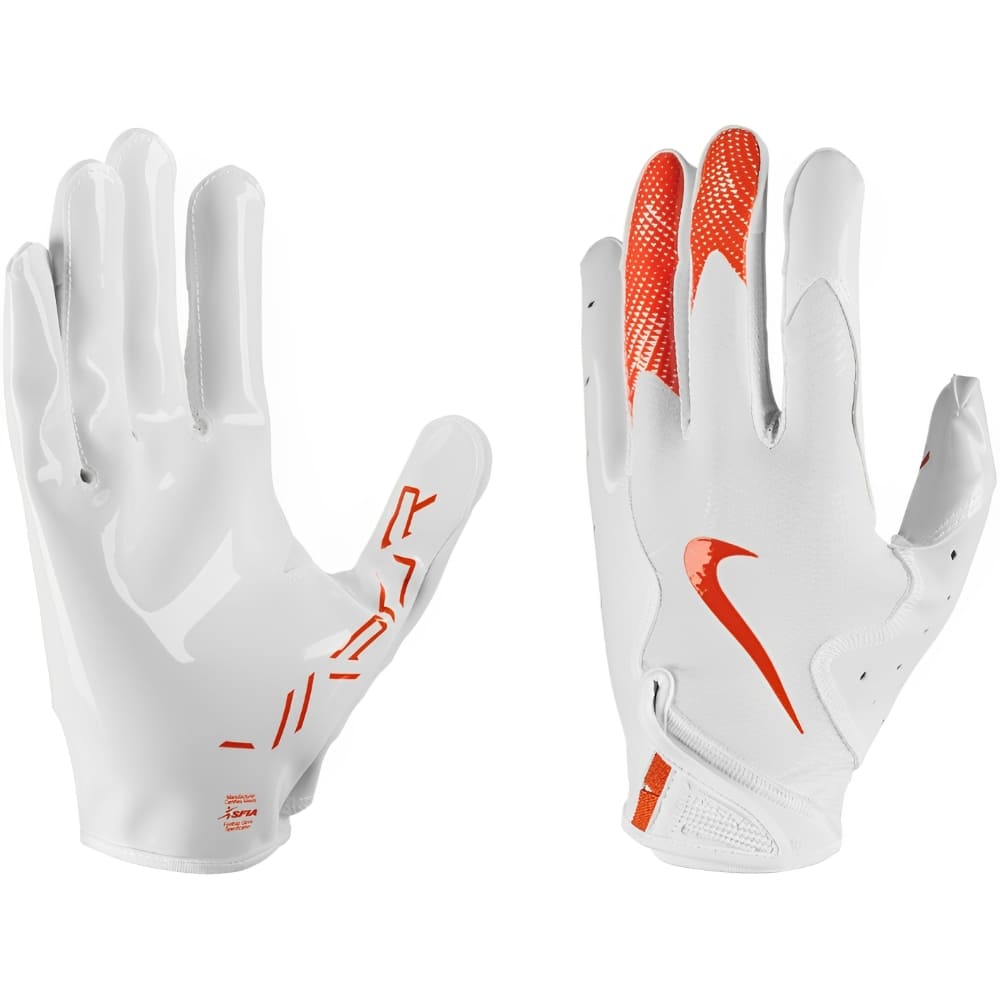 Playmaker Base: American Football Handschuhe Nike Vapor Jet 8.0 Weiß-Orange Produktbild