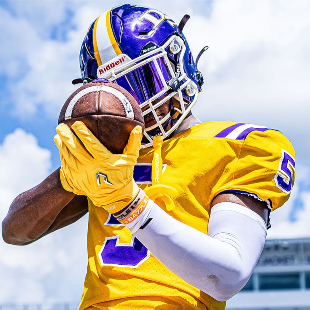 Playmaker Base: American Football Handschuhe Phenom Elite Quantum Fierce Padded Adult Gelb Produktbild 2