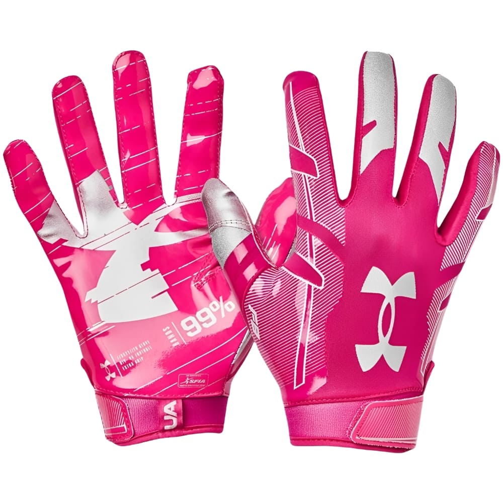 Playmaker Base: American Football Gloves Under Armour F8 Pink Product Image