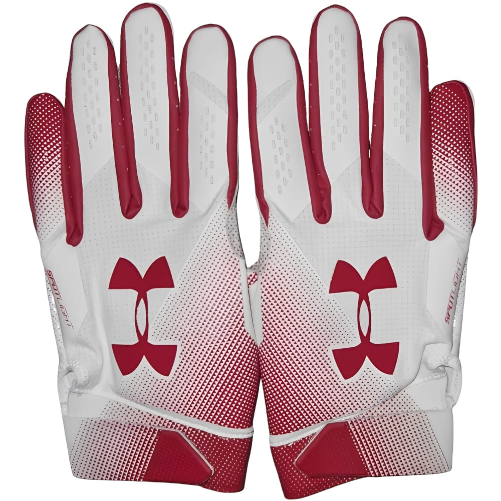 Playmaker Base: American Football Handschuhe Under Armour Spotlight Weiß-Rot Produktbild