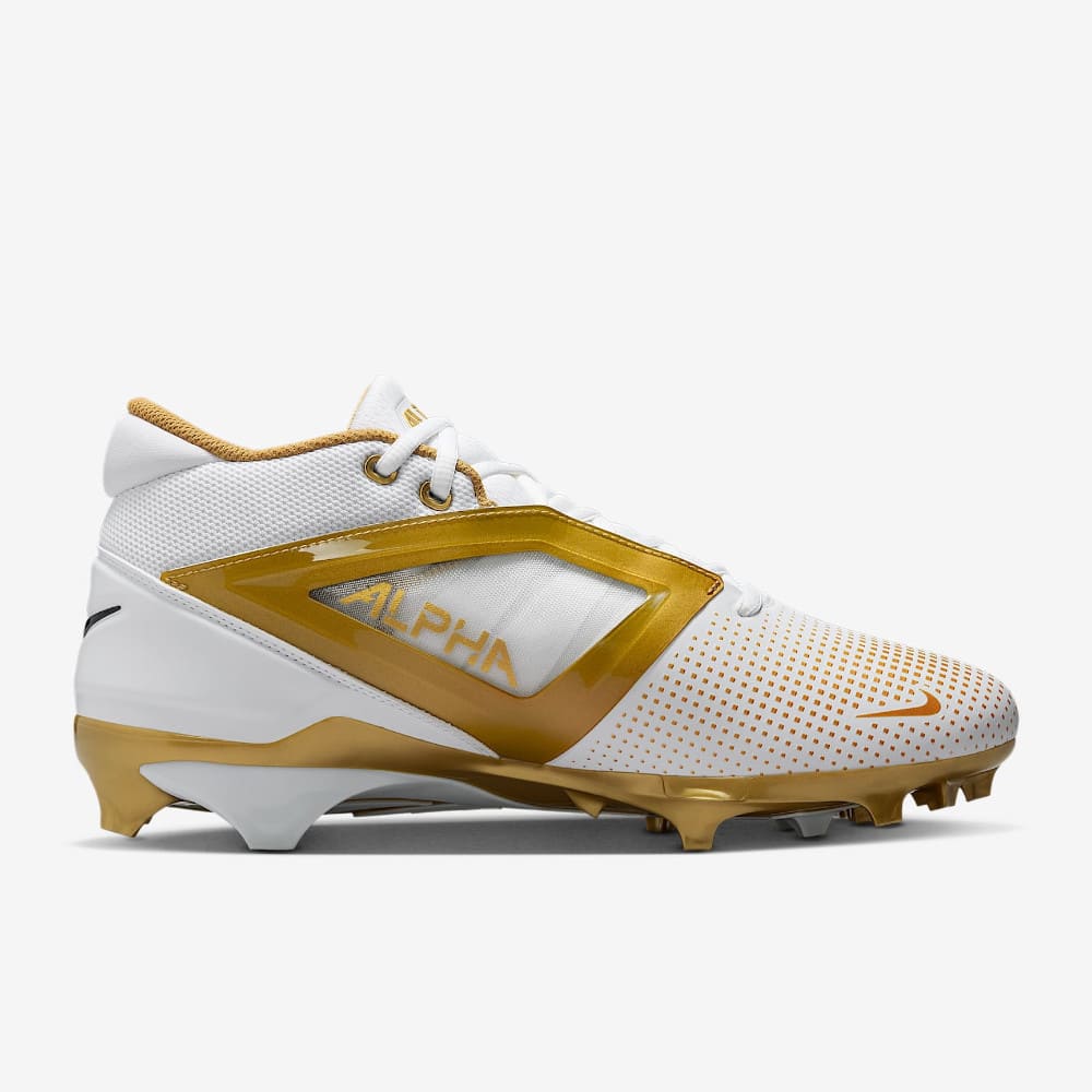 Playmaker Base: American Football Schuhe Nike Alpha Menace 4 Pro Weiß-Gold Produktbild 1