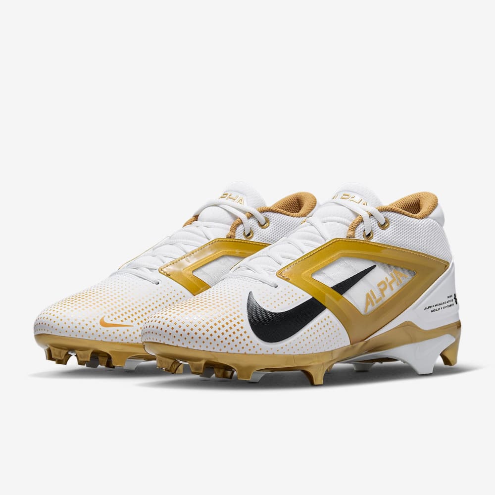 Playmaker Base: American Football Schuhe Nike Alpha Menace 4 Pro Weiß-Gold Produktbild 2