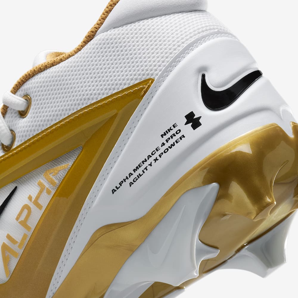 Playmaker Base: American Football Schuhe Nike Alpha Menace 4 Pro Weiß-Gold Produktbild 8
