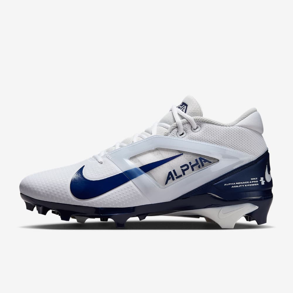 Playmaker Base: American Football Schuhe Nike Alpha Menace 4 Pro Weiß-Navy Produktbild