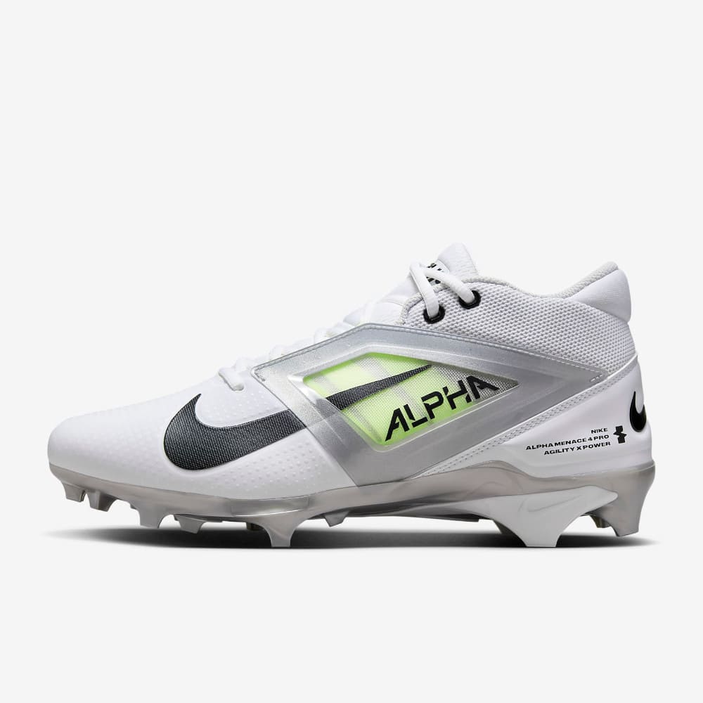 Playmaker Base: American Football Schuhe Nike Alpha Menace 4 Pro Weiß-Neon Produktbild