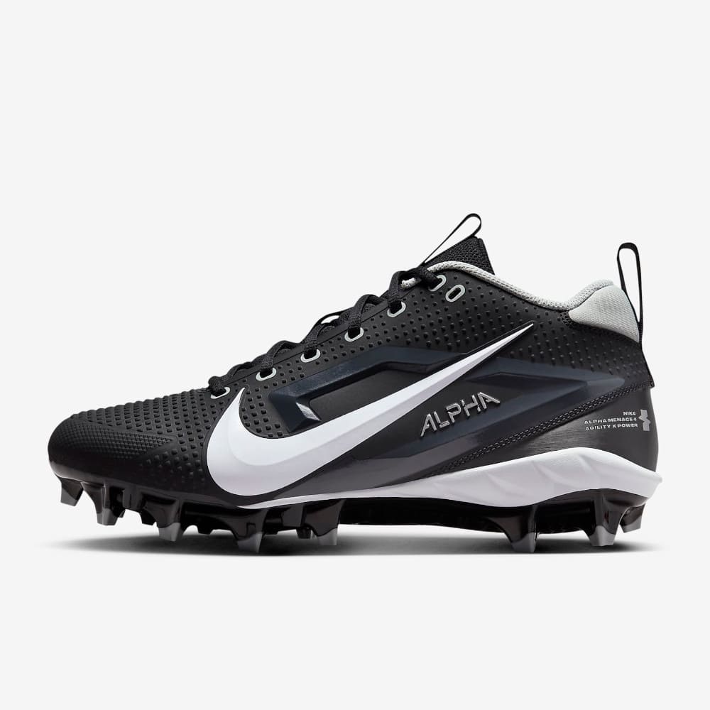Playmaker Base: American Football Schuhe Nike Alpha Menace 4 Varsity Schwarz-Weiß Produktbild