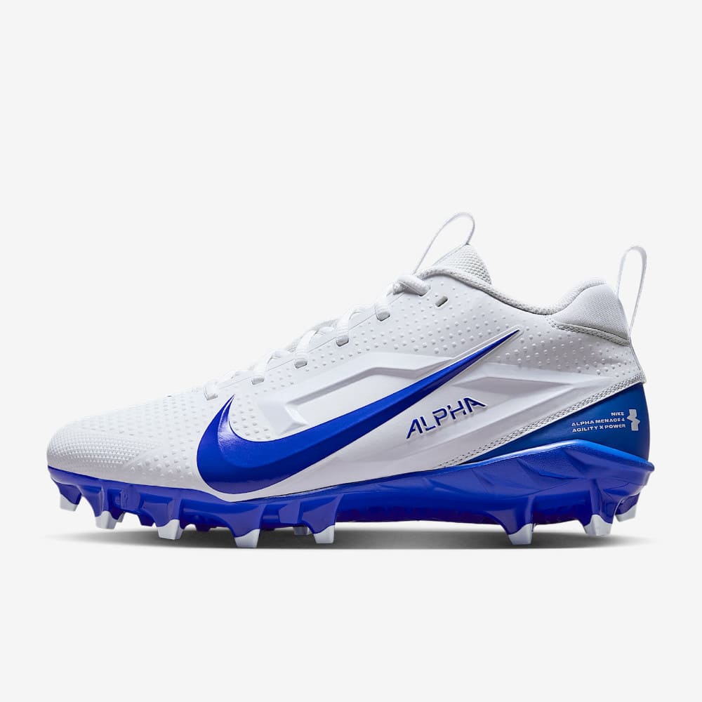 Playmaker Base: American Football Schuhe Nike Alpha Menace 4 Varsity Weiß-Blau Produktbild