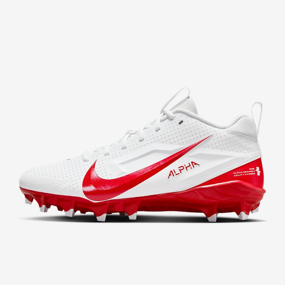 Playmaker Base: American Football Schuhe Nike Alpha Menace 4 Varsity Weiß-Rot Produktbild