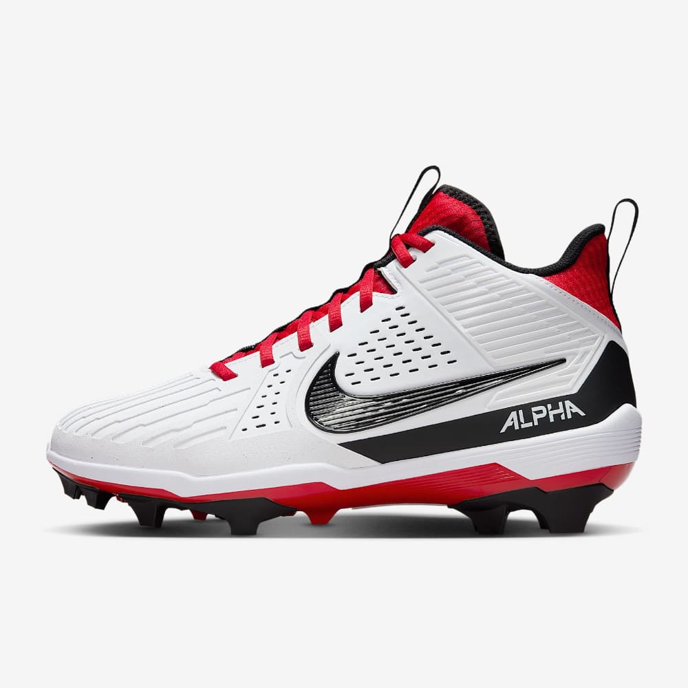 Playmaker Base: American Football Schuhe Nike Alpha Menace Strong Weiß-Rot Produktbild