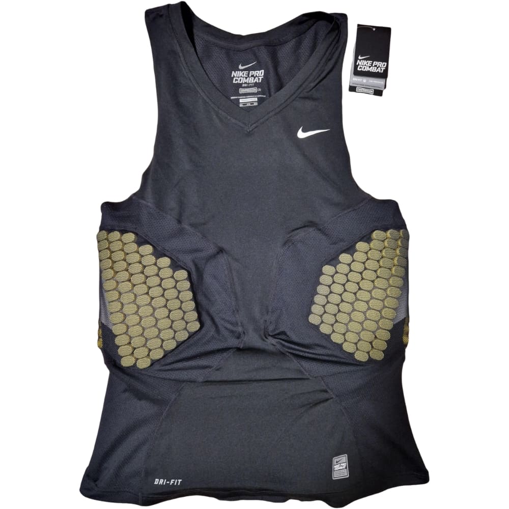 Playmaker Base: American Football Schutz Nike Pro Combat Hyperstrong Padded Compression Shirt 3-Pads Schwarz Produktbild