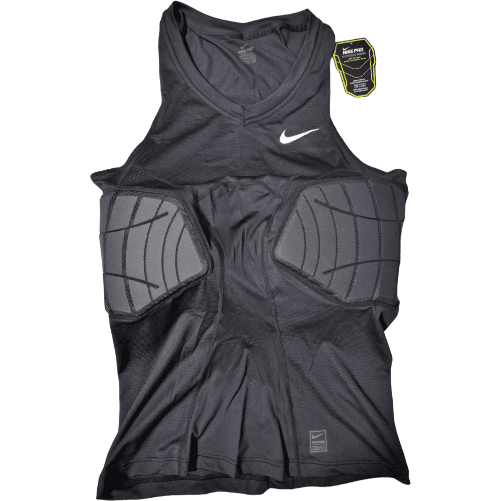Playmaker Base: American Football Schutz Nike Pro Hyperstrong Padded Compression Shirt 2-Pads Schwarz Produktbild