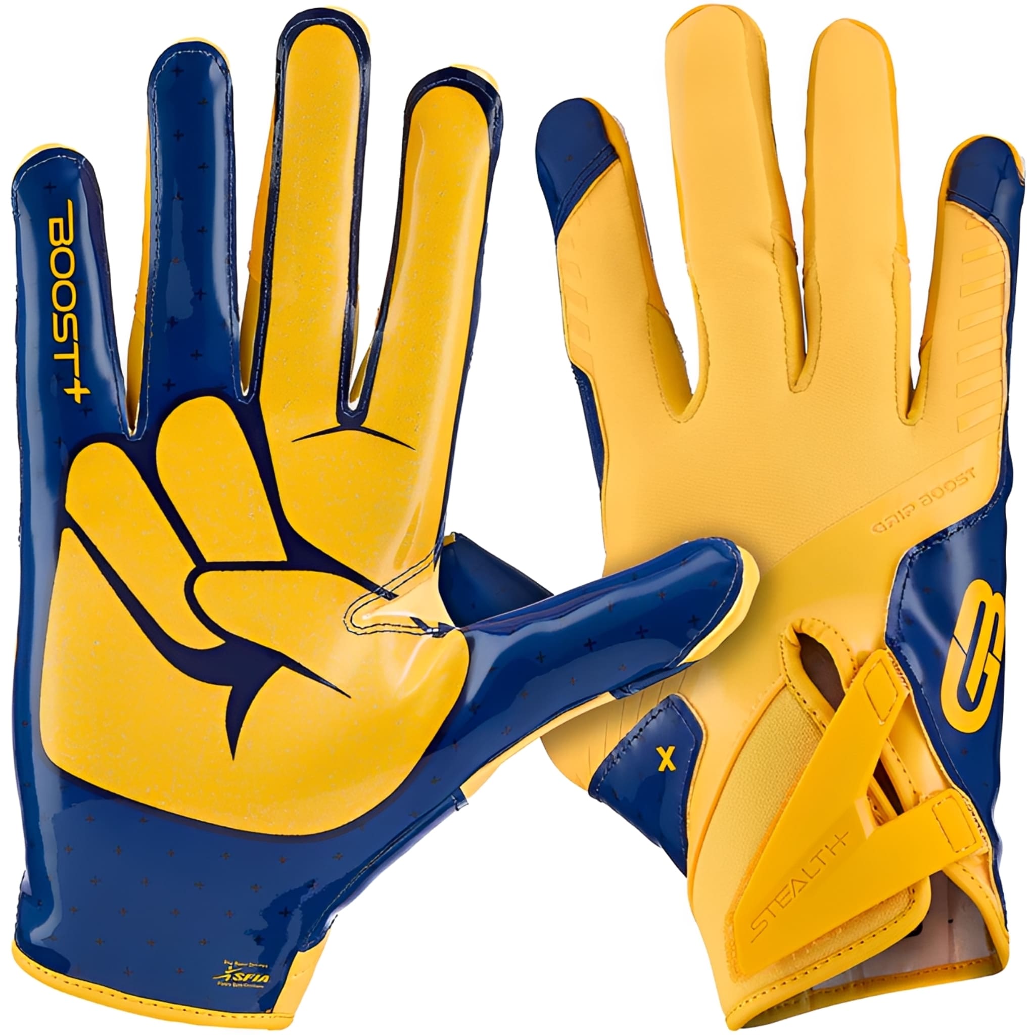 American Football Handschuhe Grip Boost Peace Stealth 6 Boost+ Yellow / Navy