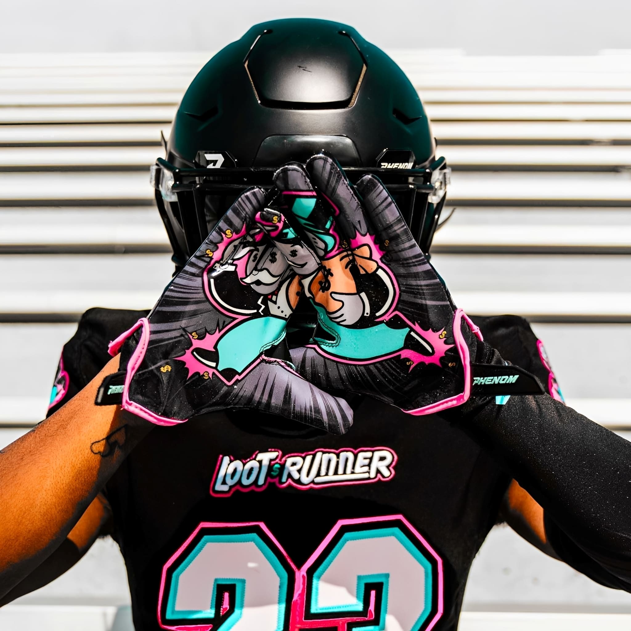 American Football Gloves <br> Phenom Elite <br> VPS5 <br> Loot Runner <br> Black