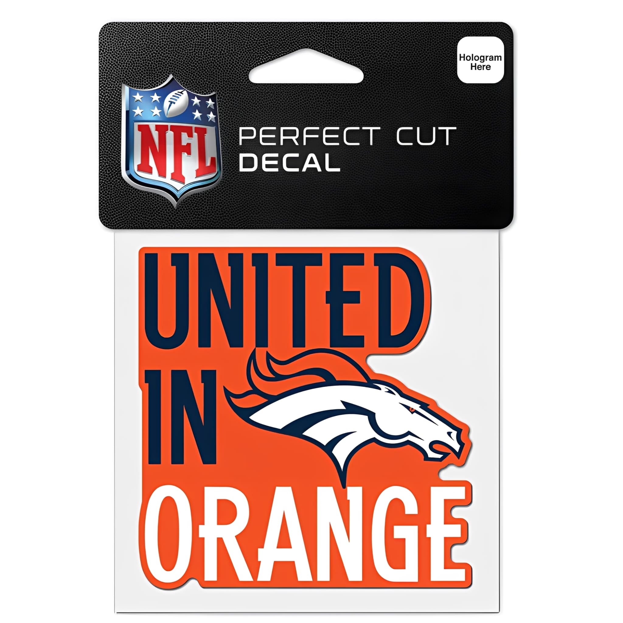 NFL Aufkleber Denver Broncos Slogan Perfect Cut Color Decal 4" x 4"