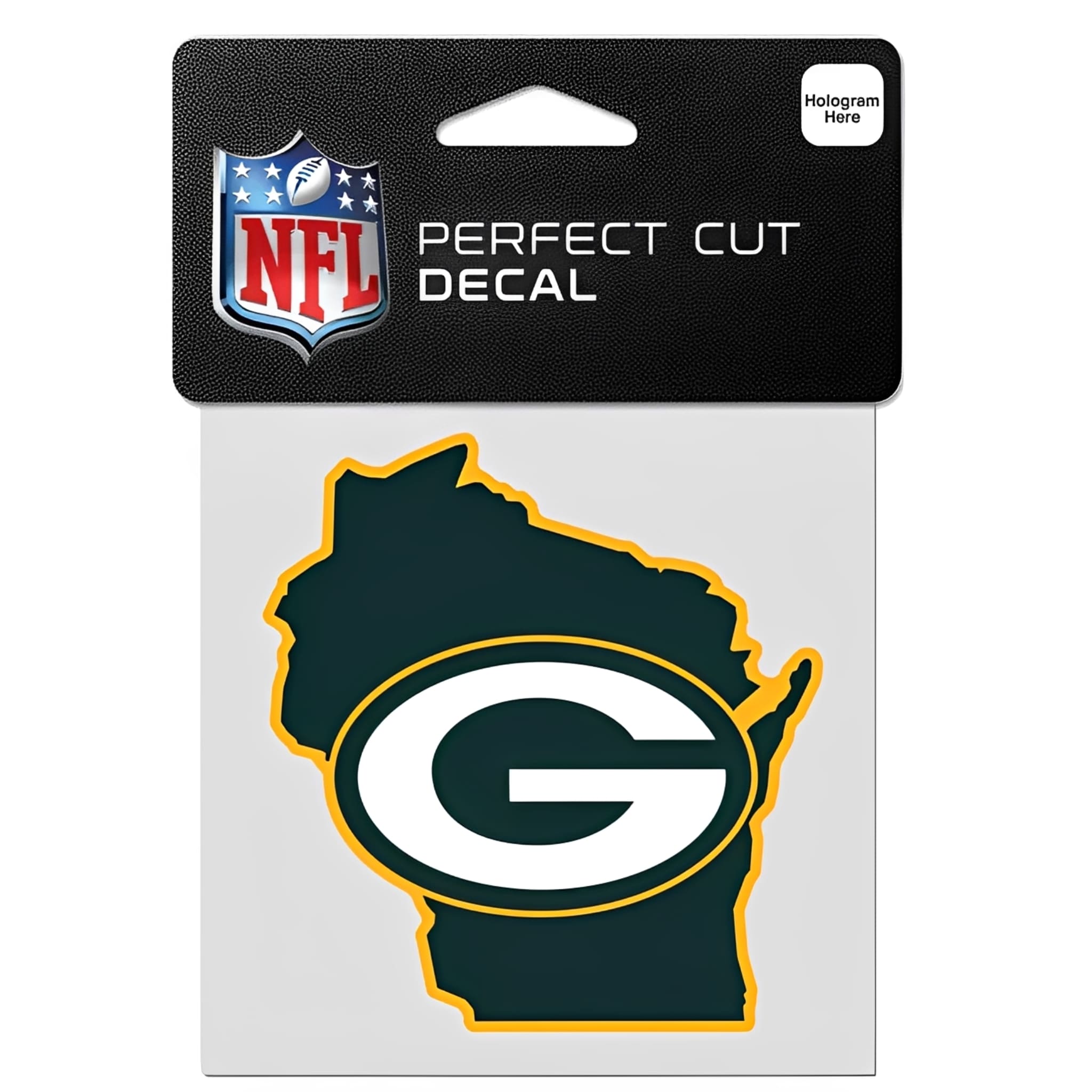 NFL Aufkleber Green Bay Packers State Shaped Perfect Cut Color Decal 4" x 4"