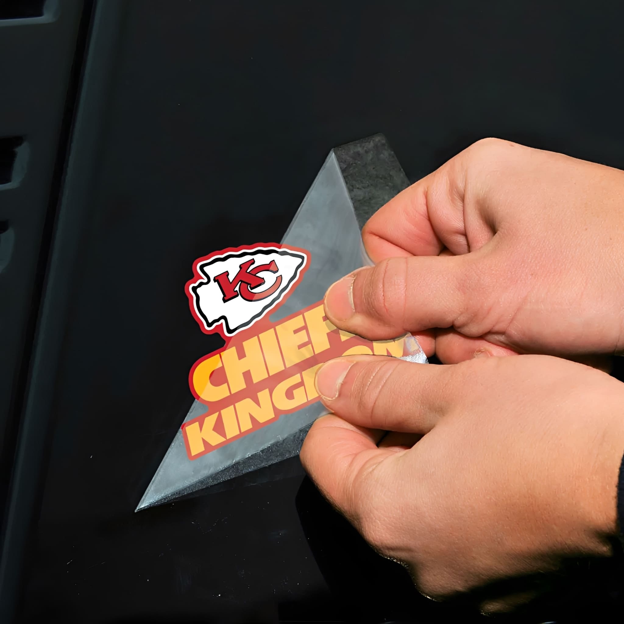 NFL Aufkleber Kansas City Chiefs Slogan Perfect Cut Color Decal 4" x 4"