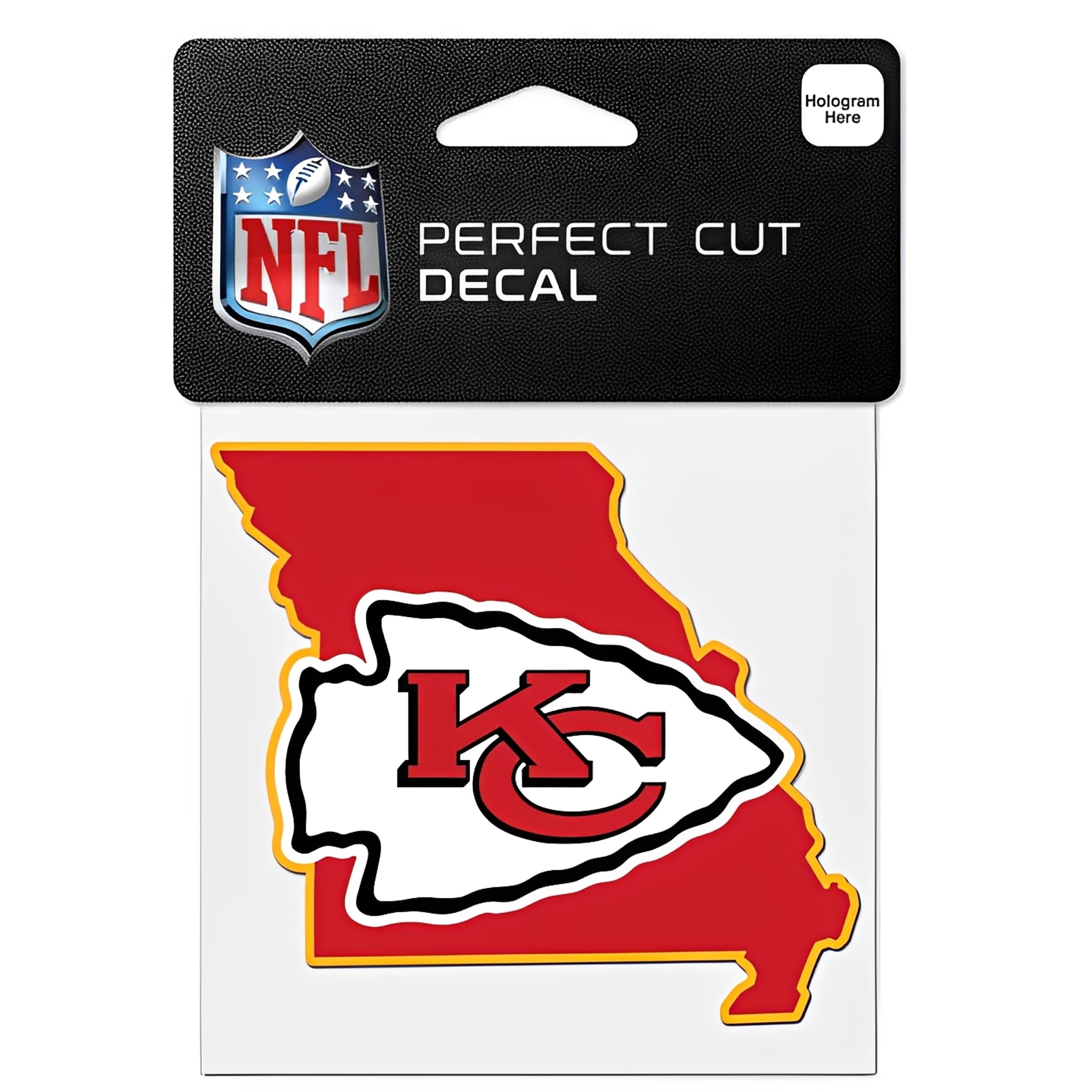 NFL Aufkleber Kansas City Chiefs State Shaped Perfect Cut Color Decal 4" x 4"
