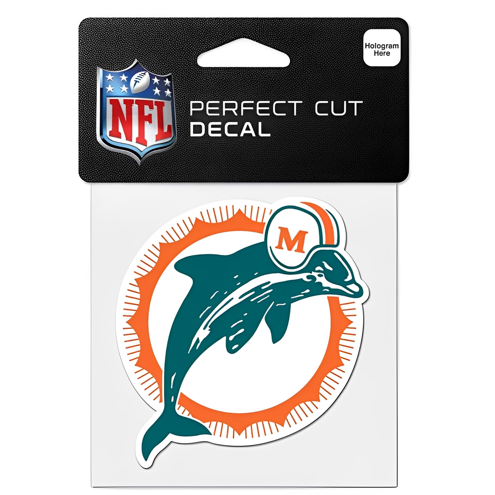 NFL Aufkleber Miami Dolphins Helm-Delfin Classic Logo Retro Perfect Cut Color Decal 4" x 4"