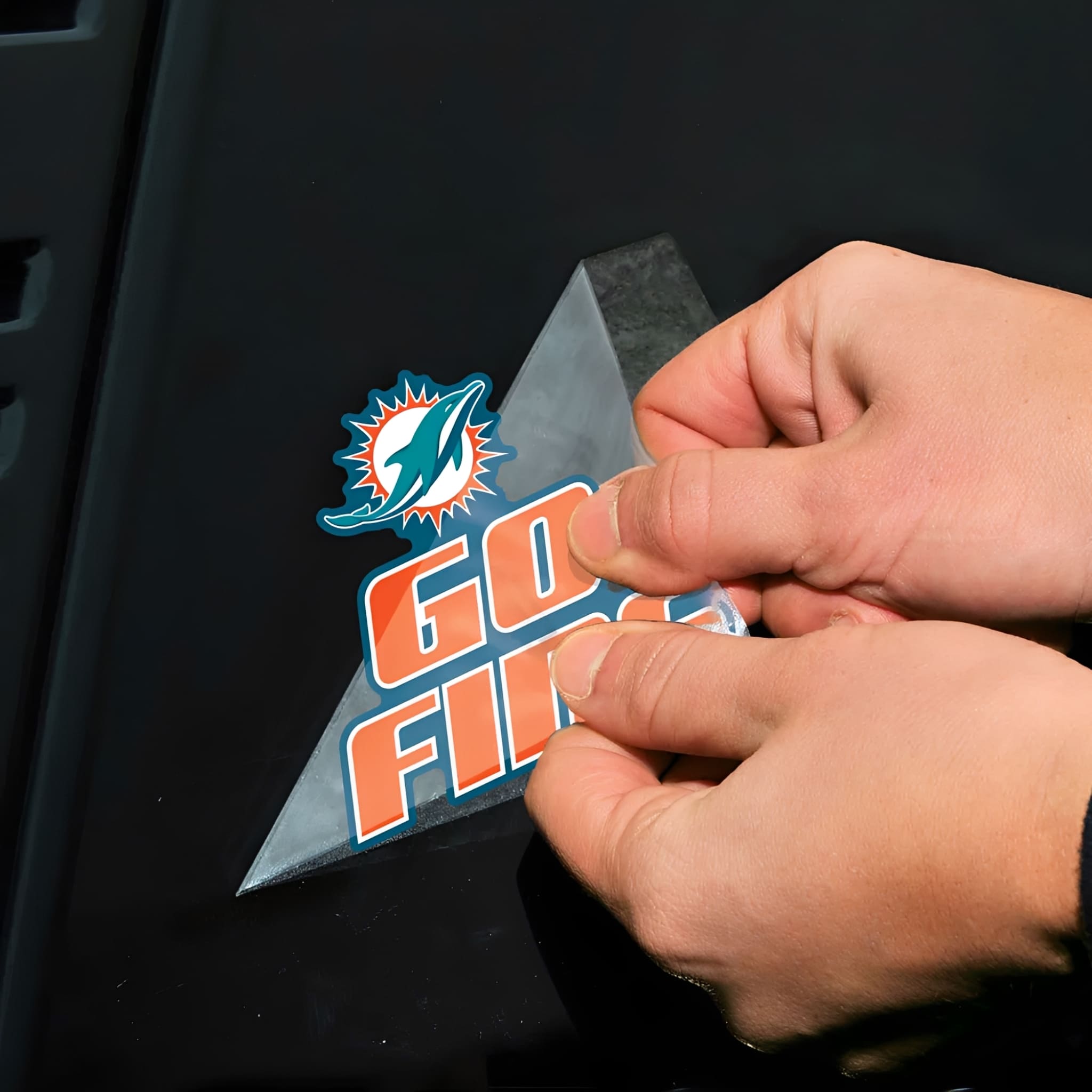 NFL Aufkleber Miami Dolphins Slogan Perfect Cut Color Decal 4" x 4"
