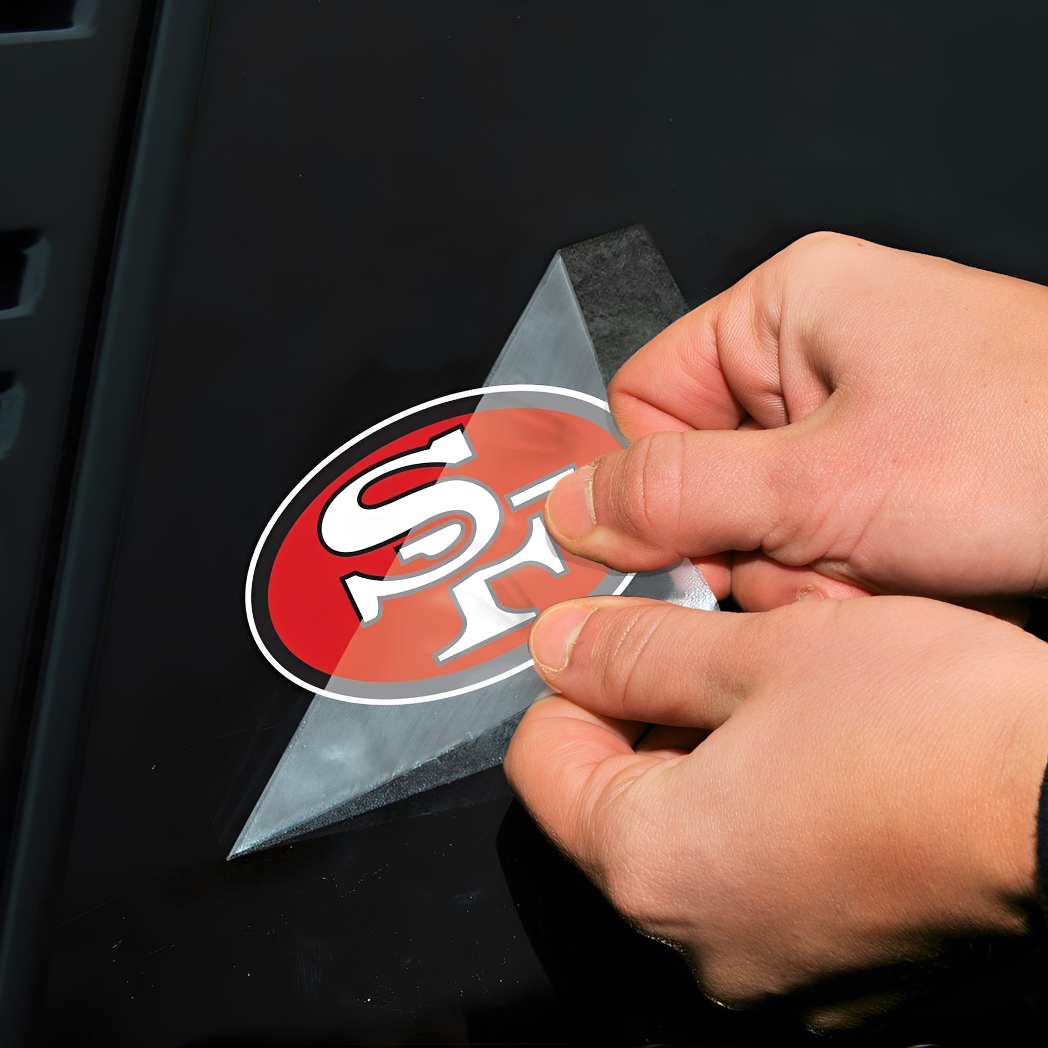 NFL Aufkleber San Francisco 49ers Classic Logo Retro Perfect Cut Color Decal 4" x 4" - Anwendung