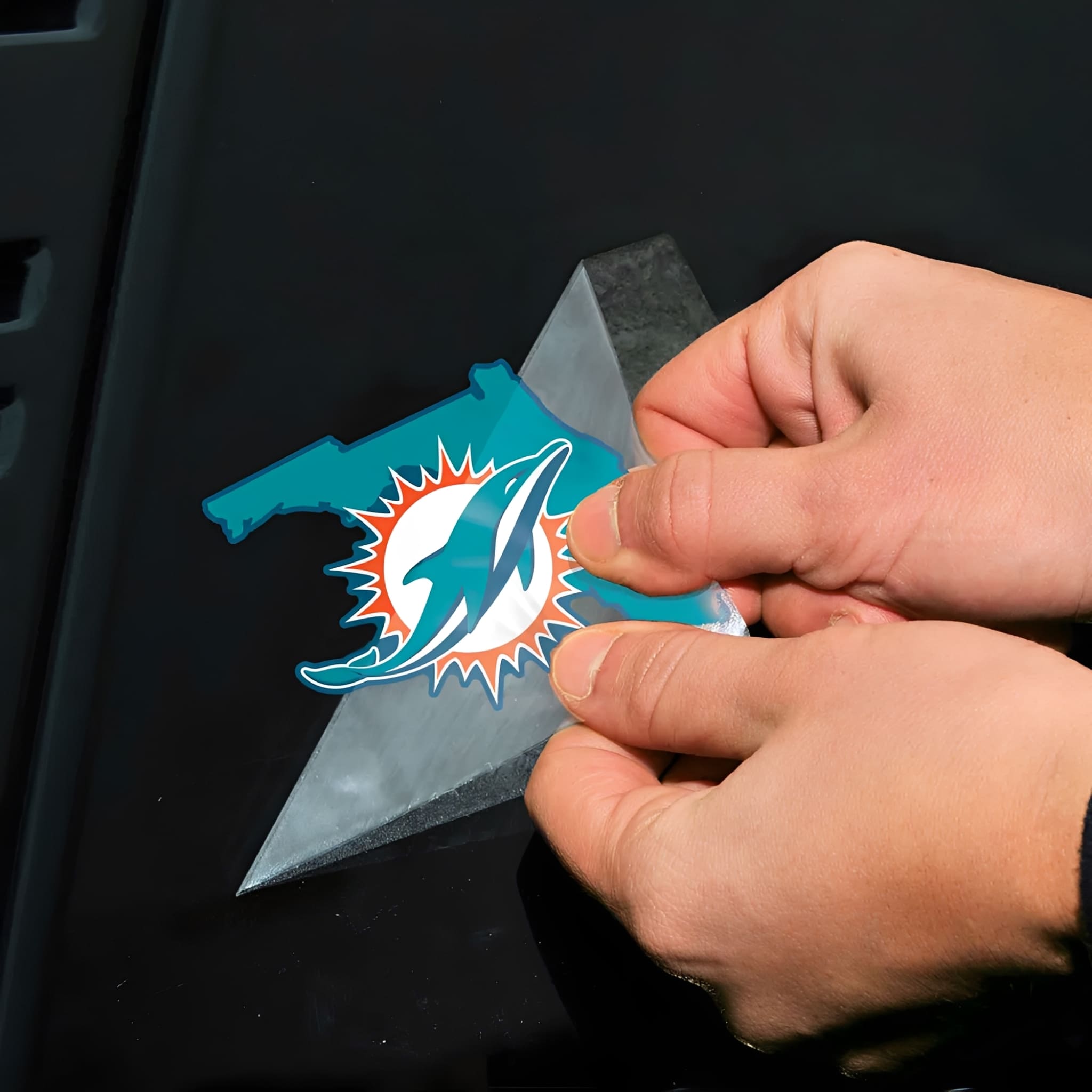 NFL Miami Dolphins State Shape Perfect Cut Color Decal 4" x 4"