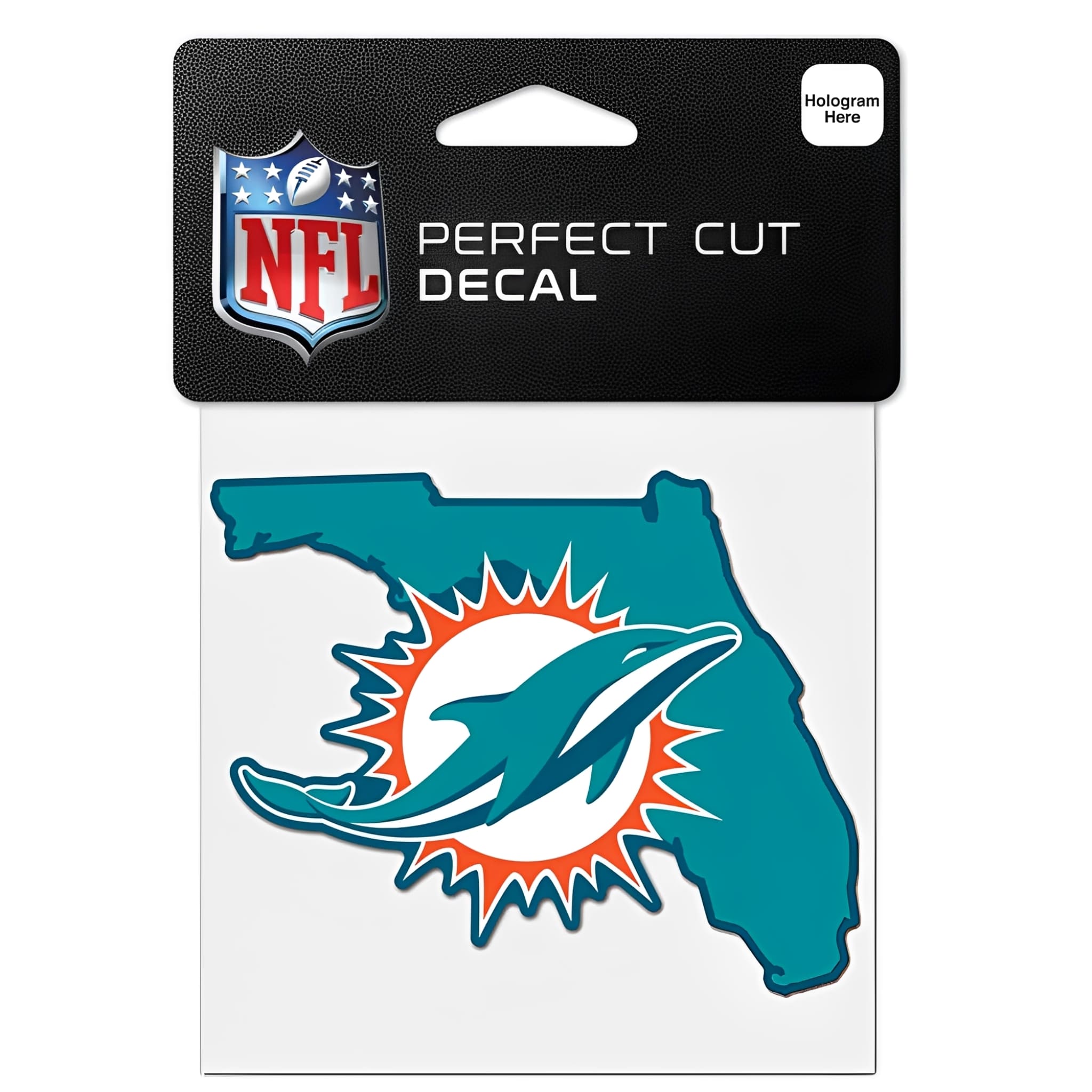 NFL Miami Dolphins State Shape Perfect Cut Color Decal 4" x 4"