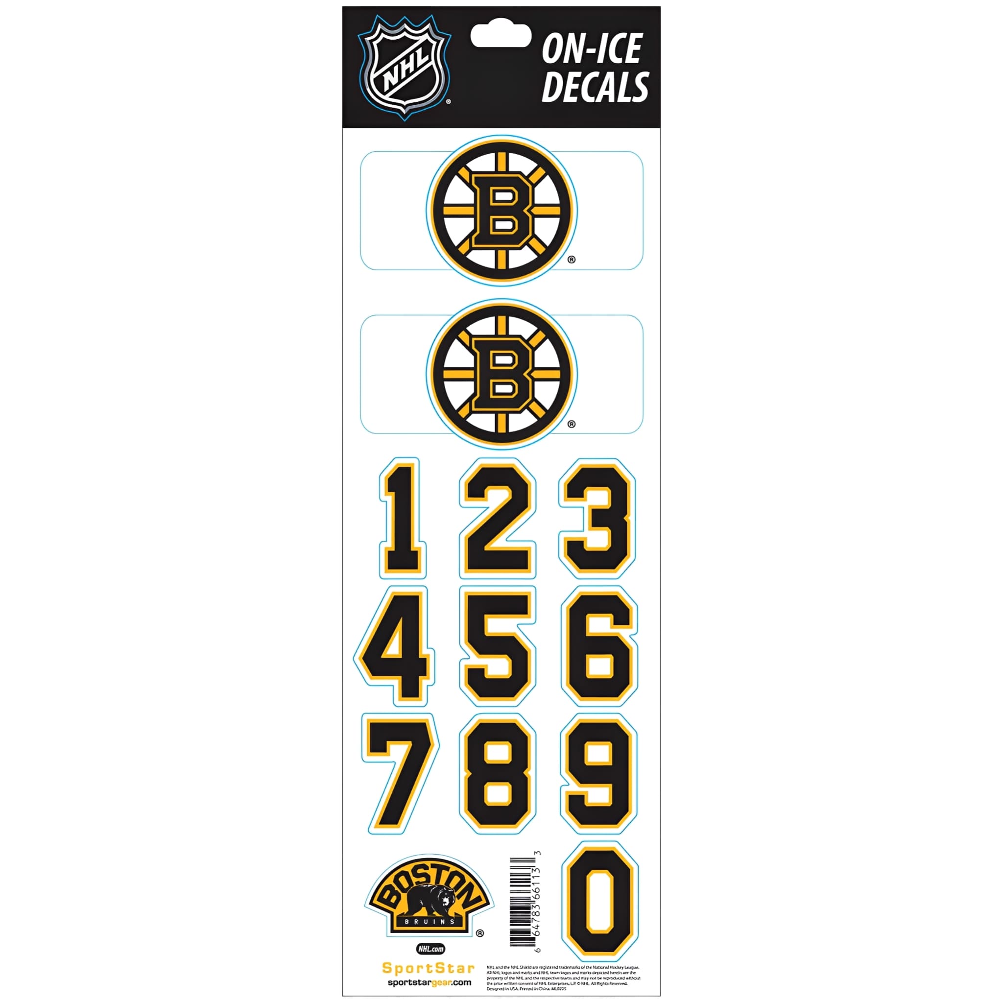 NHL Boston Bruins White Helmet Decals