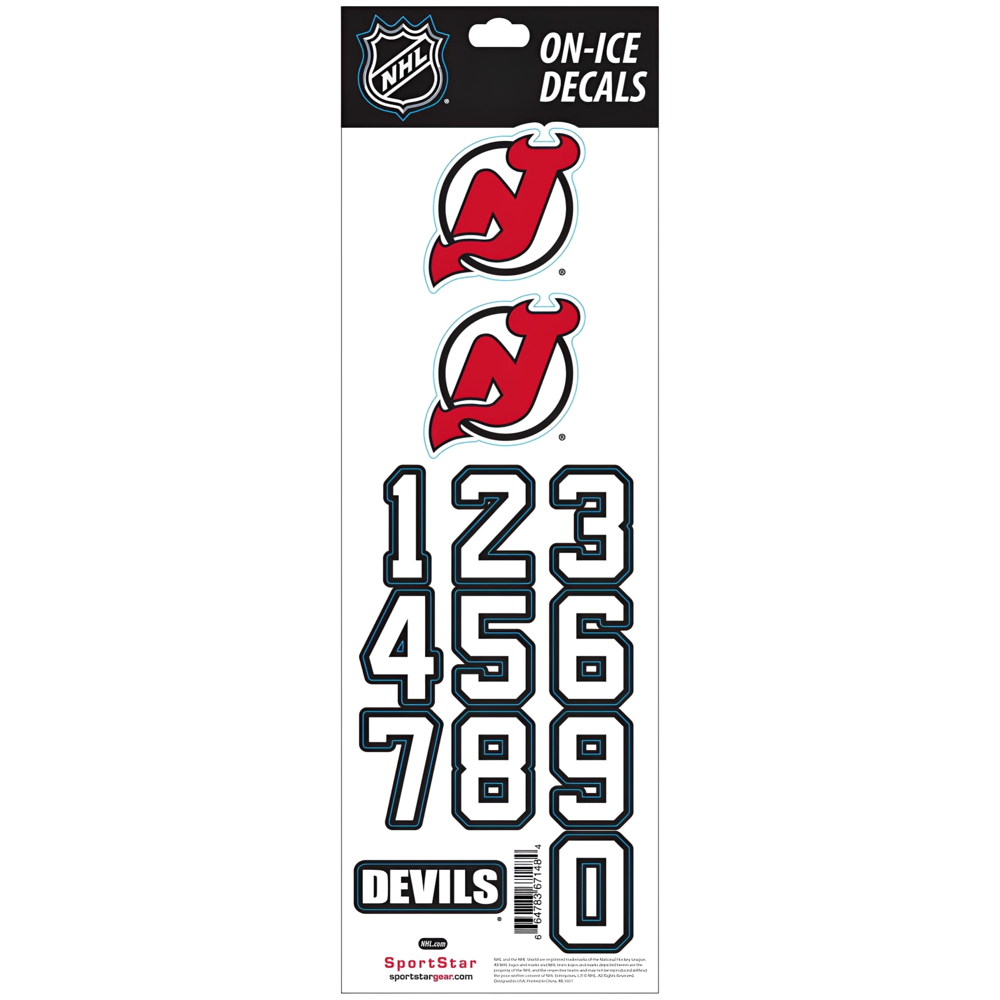 NHL New Jersey "NJ" Devils Black Helmet Decals