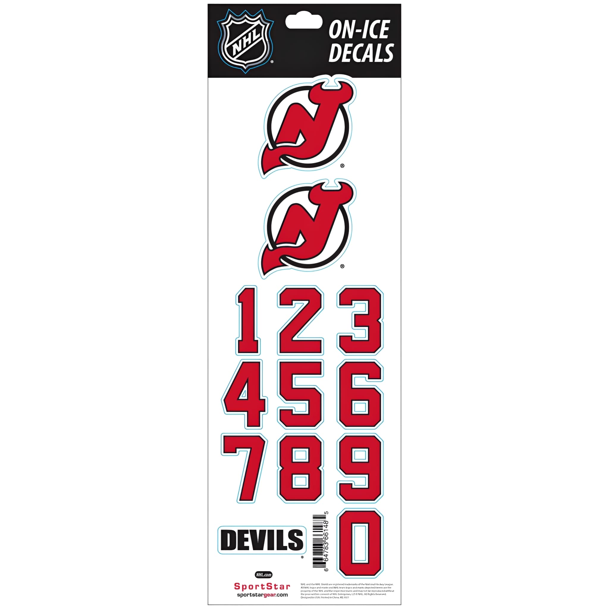 NHL New Jersey "NJ" Devils White Helmet Decals