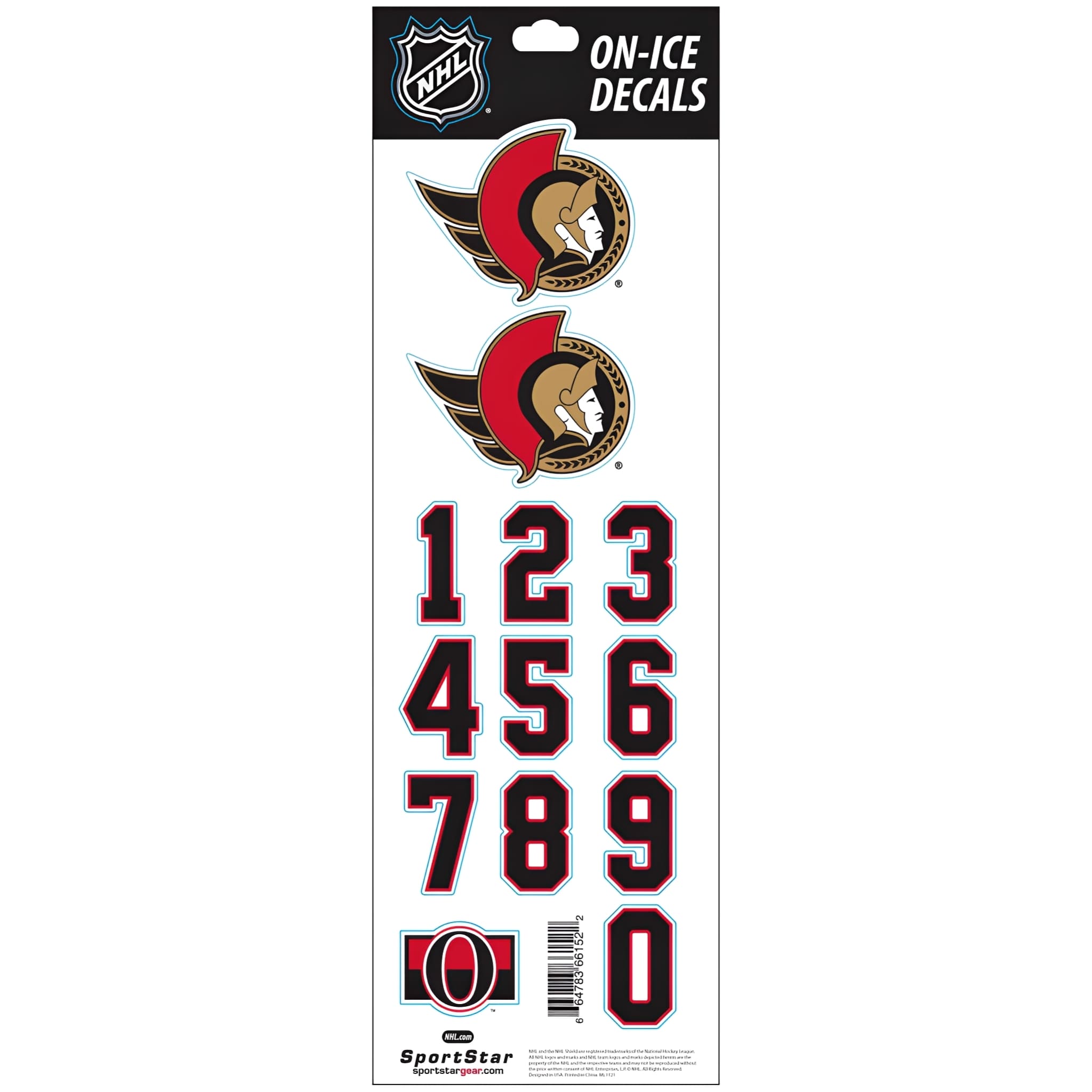 NHL Ottawa Senators White Helmet Decals