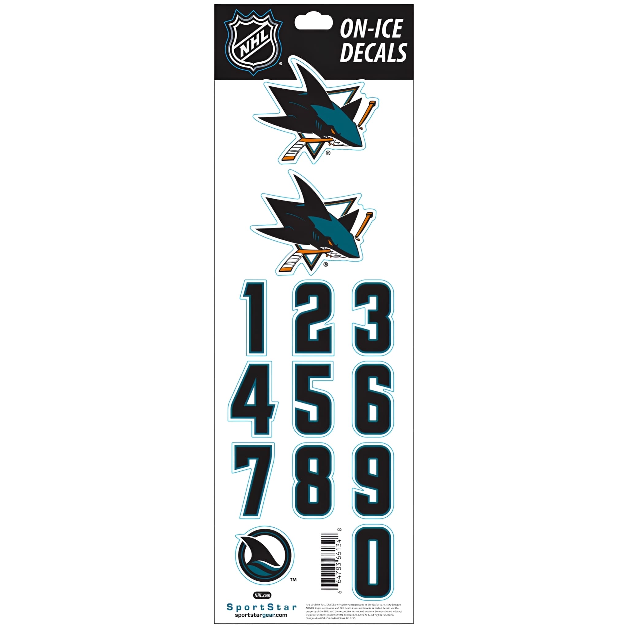 NHL San Jose Sharks White Helmet Decals